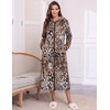 Ekouaer Fleece Robes for Women Zipper Long Bathrobe Plush Hooded Housecoat(P Leopard)