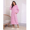 Ekouaer Fleece Robes for Women Zipper Long Bathrobe Plush Hooded Housecoat(P Pink Flowers)