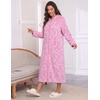 Ekouaer Fleece Robes for Women Zipper Long Bathrobe Plush Hooded Housecoat(P Pink Flowers)
