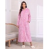 Ekouaer Fleece Robes for Women Zipper Long Bathrobe Plush Hooded Housecoat(P Pink Flowers)