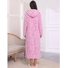 Ekouaer Fleece Robes for Women Zipper Long Bathrobe Plush Hooded Housecoat(P Pink Flowers)