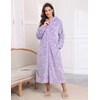 Ekouaer Fleece Robes for Women Zipper Long Bathrobe Plush Hooded Housecoat(P Purple Flowers)