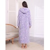 Ekouaer Fleece Robes for Women Zipper Long Bathrobe Plush Hooded Housecoat(P Purple Flowers)