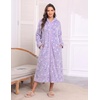 Ekouaer Fleece Robes for Women Zipper Long Bathrobe Plush Hooded Housecoat(P Purple Flowers)