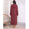 Ekouaer Fleece Robes for Women Zipper Long Bathrobe Plush Hooded Housecoat(P Red Plaid)