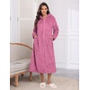 Ekouaer Fleece Robes for Women Zipper Long Bathrobe Plush Hooded Housecoat(Peach Pink Jacquard)