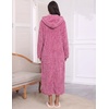 Ekouaer Fleece Robes for Women Zipper Long Bathrobe Plush Hooded Housecoat(Peach Pink Jacquard)