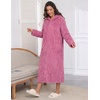 Ekouaer Fleece Robes for Women Zipper Long Bathrobe Plush Hooded Housecoat(Peach Pink Jacquard)