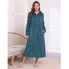 Ekouaer Fleece Robes for Women Zipper Long Bathrobe Plush Hooded Housecoat(Peacock Blue Jacquard)