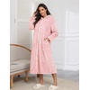 Ekouaer Fleece Robes for Women Zipper Long Bathrobe Plush Hooded Housecoat(Pink Jacquard)