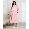 Ekouaer Fleece Robes for Women Zipper Long Bathrobe Plush Hooded Housecoat(Pink Jacquard)
