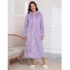 Ekouaer Fleece Robes for Women Zipper Long Bathrobe Plush Hooded Housecoat(Purple Jacquard)