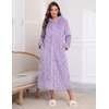 Ekouaer Fleece Robes for Women Zipper Long Bathrobe Plush Hooded Housecoat(Purple Jacquard)