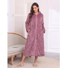Ekouaer Fleece Robes for Women Zipper Long Bathrobe Plush Hooded Housecoat(Purple Red Jacquard)