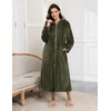 Ekouaer Fleece Robes for Women Zipper Long Bathrobe Plush Hooded Housecoat(Z Army Green)
