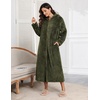Ekouaer Fleece Robes for Women Zipper Long Bathrobe Plush Hooded Housecoat(Z Army Green)