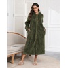 Ekouaer Fleece Robes for Women Zipper Long Bathrobe Plush Hooded Housecoat(Z Army Green)