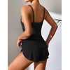 Ekouaer Pajama Sets for Women V Neck Cami Split Short Set(Black)