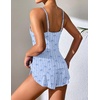Ekouaer Pajama Sets for Women V Neck Cami Split Short Set(Blue Bow)