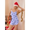Ekouaer Pajama Sets for Women V Neck Cami Split Short Set(Blue Butterfly)