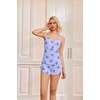 Ekouaer Pajama Sets for Women V Neck Cami Split Short Set(Blue Butterfly)