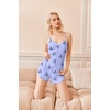 Ekouaer Pajama Sets for Women V Neck Cami Split Short Set(Blue Butterfly)