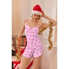 Ekouaer Pajama Sets for Women V Neck Cami Split Short Set(Bow Tie Pink)