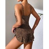 Ekouaer Pajama Sets for Women V Neck Cami Split Short Set(Brown Leopard)