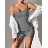 Ekouaer Pajama Sets for Women V Neck Cami Split Short Set(Grey)