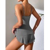 Ekouaer Pajama Sets for Women V Neck Cami Split Short Set(Grey)