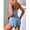 Ekouaer Pajama Sets for Women V Neck Cami Split Short Set(Light Blue)