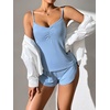 Ekouaer Pajama Sets for Women V Neck Cami Split Short Set(Light Blue)