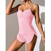 Ekouaer Pajama Sets for Women V Neck Cami Split Short Set(Misty Rose)