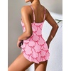 Ekouaer Pajama Sets for Women V Neck Cami Split Short Set(Pink Bow)
