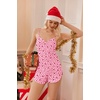 Ekouaer Pajama Sets for Women V Neck Cami Split Short Set(Pink Heart)