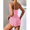 Ekouaer Pajama Sets for Women V Neck Cami Split Short Set(Pink Heart)