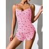 Ekouaer Pajama Sets for Women V Neck Cami Split Short Set(Pink Heart)