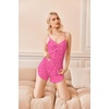 Ekouaer Pajama Sets for Women V Neck Cami Split Short Set(Teddy Leopard Print)