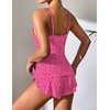Ekouaer Pajama Sets for Women V Neck Cami Split Short Set(Teddy Leopard Print)