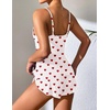 Ekouaer Pajama Sets for Women V Neck Cami Split Short Set(White Heart)