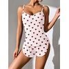 Ekouaer Pajama Sets for Women V Neck Cami Split Short Set(White Heart)