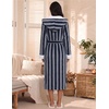Ekouaer Plush Warm Robes for Women Fluffy Hooded Robe Soft Fleece Long Bathrobe(Black & Gray Stripes)