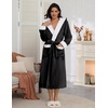 Ekouaer Plush Warm Robes for Women Fluffy Hooded Robe Soft Fleece Long Bathrobe(Black)