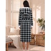 Ekouaer Plush Warm Robes for Women Fluffy Hooded Robe Soft Fleece Long Bathrobe(Black Diamond Pattern)