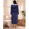 Ekouaer Plush Warm Robes for Women Fluffy Hooded Robe Soft Fleece Long Bathrobe(Blue Purple)