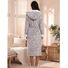 Ekouaer Plush Warm Robes for Women Fluffy Hooded Robe Soft Fleece Long Bathrobe(Leopard Print White)