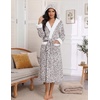 Ekouaer Plush Warm Robes for Women Fluffy Hooded Robe Soft Fleece Long Bathrobe(Leopard Print White)