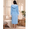 Ekouaer Plush Warm Robes for Women Fluffy Hooded Robe Soft Fleece Long Bathrobe(Light Blue)