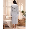 Ekouaer Plush Warm Robes for Women Fluffy Hooded Robe Soft Fleece Long Bathrobe(Light Grey)