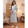 Ekouaer Plush Warm Robes for Women Fluffy Hooded Robe Soft Fleece Long Bathrobe(Light Grey)